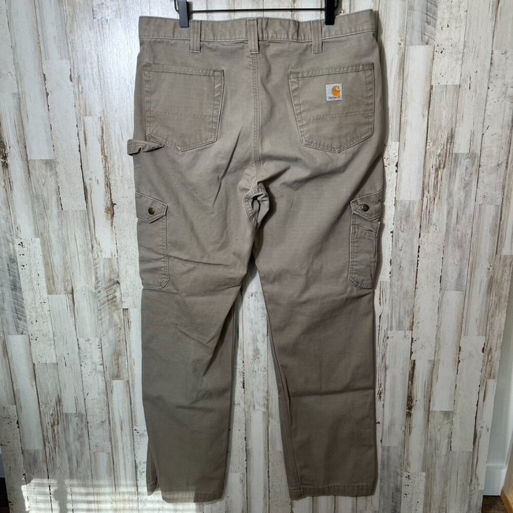 Vintage Y2K Carhartt Tan Khaki Cargo Utility Pants Relaxed Fit Mens Size 36 x 34